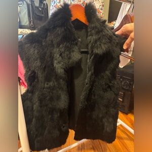 Adrienne Landau Black Fur Vest